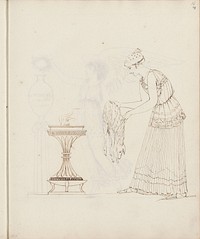 Vrouw die een schapenvel offert, naar klassiek voorbeeld (1816) by jonkvrouw Elisabeth Kemper