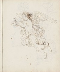 Gevleugelde figuur met een kan op een dienblad (1813) by Catharina Kemper and jonkvrouw Elisabeth Kemper