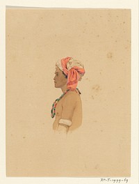 Portret van een man van de Aru eilanden, in profiel (c. 1837 - c. 1854) by Ernest Alfred Hardouin and Adrianus Johannes Bik