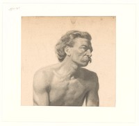 Buste van mannelijk naakt met snor, driekwart naar rechts (1868 - 1940) by Johan Braakensiek