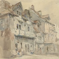 Huizen in Dieppe (1806 - 1864) by David Roberts