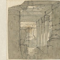 Trapopgang in een Egyptisch aandoende tempel (1790 - 1810) by anonymous