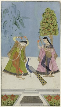 Twee vrouwen en een pauw, Gujara Ragini (1780 - 1799) by anonymous