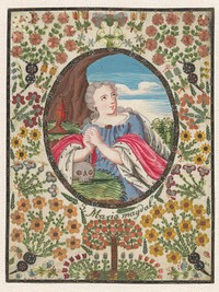 Maria Magdalena in ovaal met bloemenrand rondom (c. 1700) by anonymous