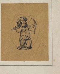 Amor met boog in medaillon (c. 1864 - c. 1894) by Henri Cameré