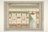 Ontwerp voor een kamerwand met schilderingen, draperieën en meubelen (1790 - 1795) by anonymous
