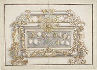 Ontwerp voor een met pietre dure panelen ingelegd met verguld brons gemonteerd kistje (1710 - 1725) by Giovanni Battista Foggini