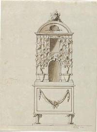 Ontwerp voor een kachel met potten met planten (c. 1775 - c. 1785) by Johann Samuel Nahl
