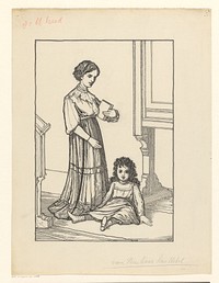 Vrouw en zittend meisje (1887 - 1916) by Willem Pothast