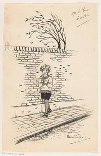 Huilend meisje op straat (1917 - 1970) by Adrie Vürtheim