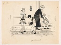 Vrouw en drie meisjes in een gang (c. 1925 - c. 1935) by Adrie Vürtheim