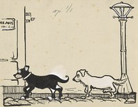 Twee honden op een straat (c. 1900 - c. 1940) by C Goes