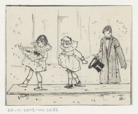 Meisjes en jongen met hoge hoed (c. 1880 - c. 1930)