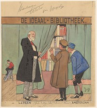 Bandontwerp voor de serie: De Ideaal-Bibliotheek van uitgeversmaatschappij L.J. Veen (in or before 1914) by Johan Braakensiek