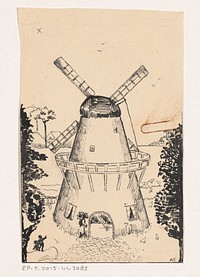 Windmolen in een landschap (c. 1925 - c. 1935) by A Tinbergen