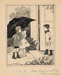 Frits en Janneman voor Tommy's deur (1916) by Nelly Spoor