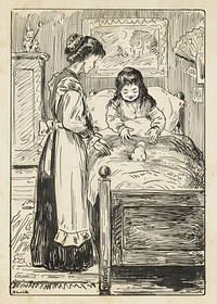 Meisje met konijn op bed (c. 1909) by Havik