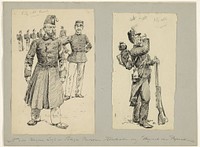 Weglopende militair en een drinkende militair (in or before 1889) by Jan Hoynck van Papendrecht