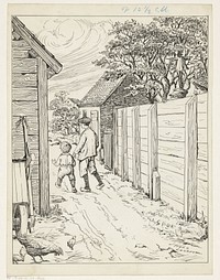 Twee broers op een boerenerf (1890 - 1936) by Frans Lazarom