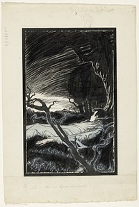 Willem slaapt in een landschap bij nacht (in or before 1926) by Anny Leusink