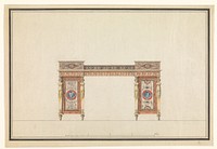 Ontwerp voor een bureau, met een variant in de decoratie van de deuren (c. 1800 - c. 1810) by Charles Percier
