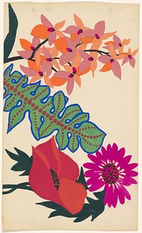 Ontwerp voor borduurwerk van bladeren en bloemen (c. 1914) by Atelier Martine and Paul Poiret