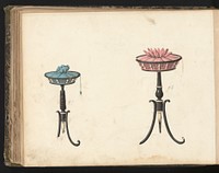 Twee ontwerpen voor een mand voor kinderspeeltjes (c. 1825 - c. 1839) by anonymous