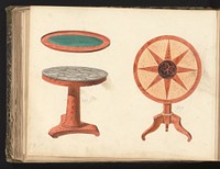 Ontwerp voor een gueridon en een tafel (c. 1825 - c. 1839) by anonymous