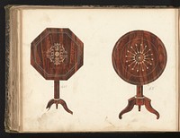 Twee ontwerpen voor gueridons (c. 1825 - c. 1839) by anonymous