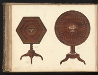 Twee ontwerpen voor gueridons (c. 1825 - c. 1839) by anonymous