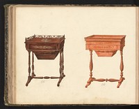 Twee ontwerpen voor breitafels (c. 1825 - c. 1839) by anonymous