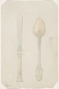 ontwerp voor mes en lepel voor prinses Mathilde Bonaparte (1860) by Eugène Emanuel Viollet le Duc