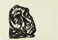 Kop van een man schuin naar rechtsboven kijkend (1930 - 1941) by Leo Gestel