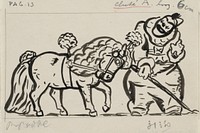 Pierrot dresseert pony met pluim (schets) (c. 1935 - before 1936) by Leo Gestel