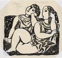 Schets voor 'L'art Hollandais contemporain' van Paul Fierens (baadsters) (1932 - 1933) by Leo Gestel