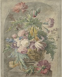Bloemen in een vaas (1700 - 1800) by anonymous and Jan van Huysum