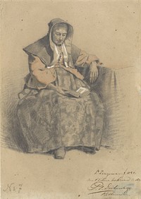 Zittende vrouw met boek (1851) by Lambertus Lingeman