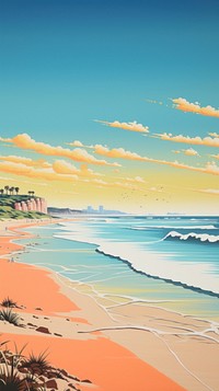  California beach wallpaper sky outdoors horizon. AI generated Image by rawpixel.