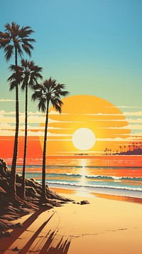  California beach wallpaper sky sunlight outdoors. AI generated Image by rawpixel.