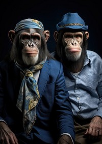 Chimpanzees animal portrait mammal. AI generated Image by rawpixel.