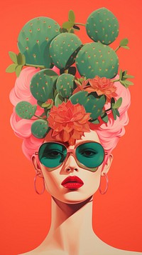  Cactus and sand sunglasses portrait adult. AI generated Image by rawpixel.