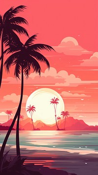  Palm trees sunset nature beach. AI generated Image by rawpixel.