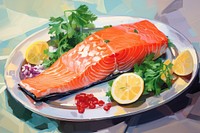 Seafood staek seafood salmon plate. AI generated Image by rawpixel.