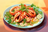 Seafood dish seafood plate meal. AI generated Image by rawpixel.