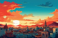 Spain sunset city sky. AI generated Image by rawpixel.