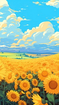  Sunflower field landscape agriculture backgrounds. AI generated Image by rawpixel.