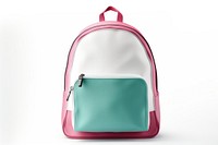 School backpack handbag pink white background.