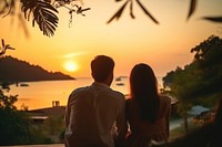  Thai couple outdoors sunset nature. AI generated Image by rawpixel.