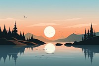 Lake sky landscape outdoors. AI generated Image by rawpixel.