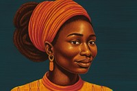 African woman portrait earring jewelry.